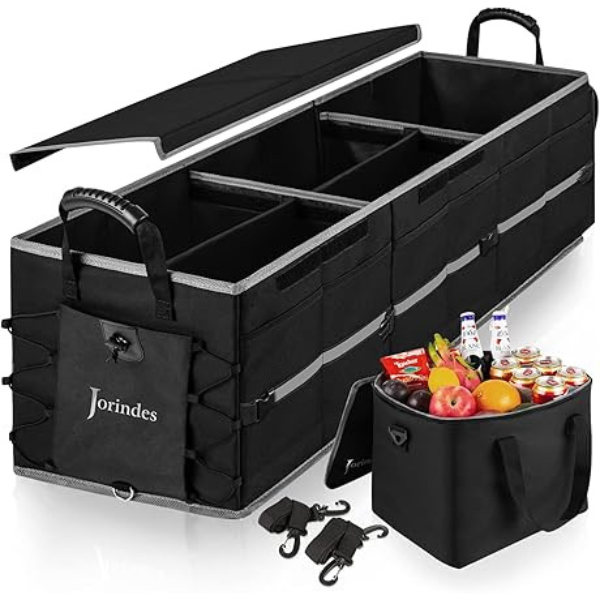 Collapsible Trunk Organizer for Car with Insulated Leak proof Cooler Bag