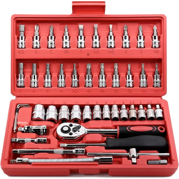 Egofine 46 Pieces 1/4 inch Drive Socket Ratchet Wrench Set
